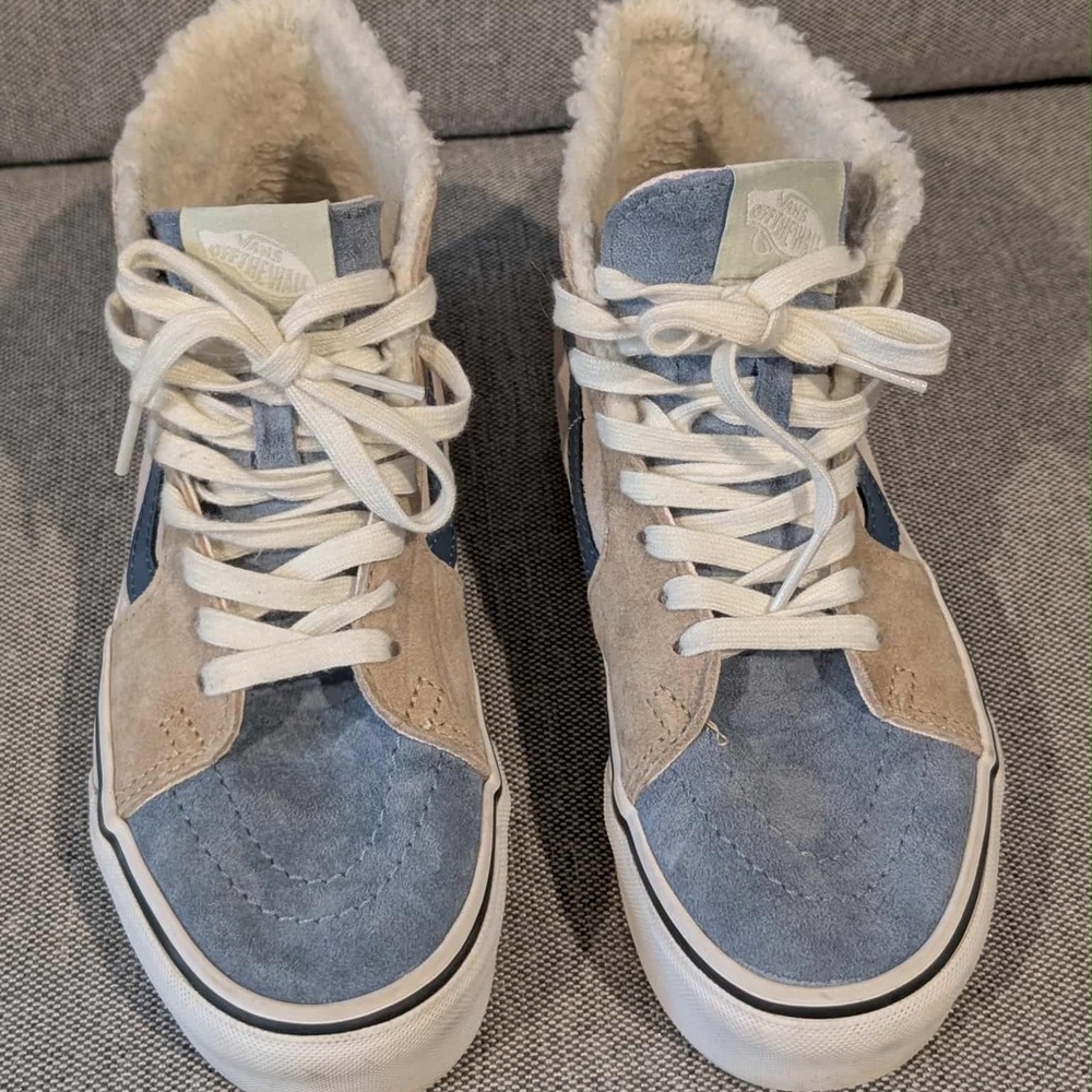 Vans Blue and Tan Women's High-Top Sneakers